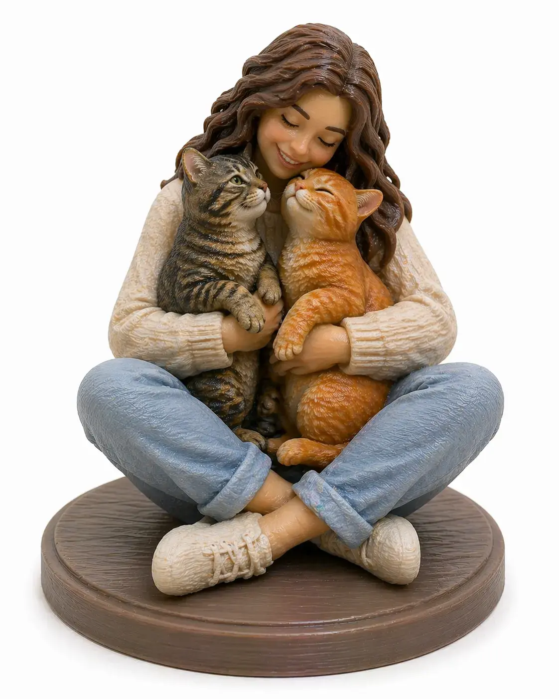 figura galeria gatos con dueño impresion 3d