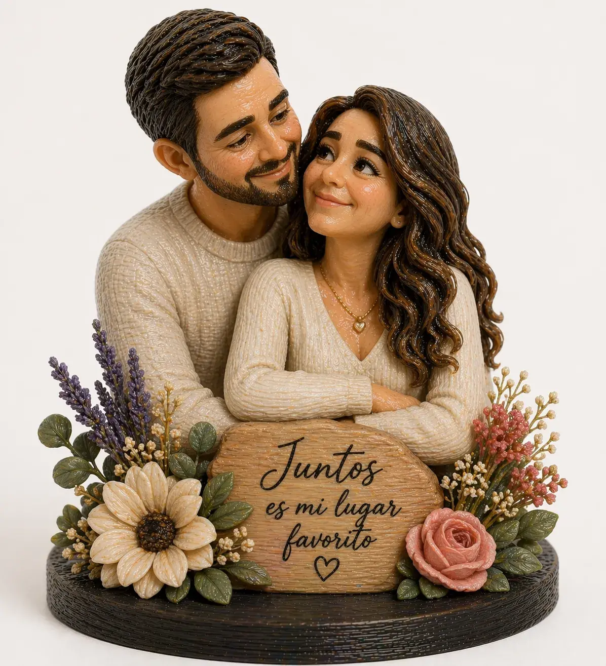 Figura de pareja de novios en 3D — cake topper personalizado para boda