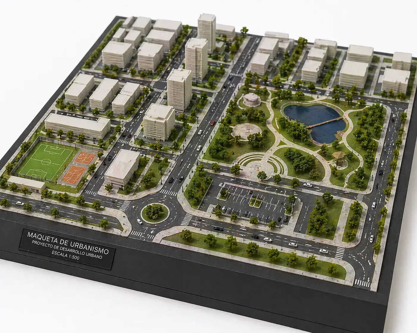 Maqueta de urbanismo en 3D escala 1:500