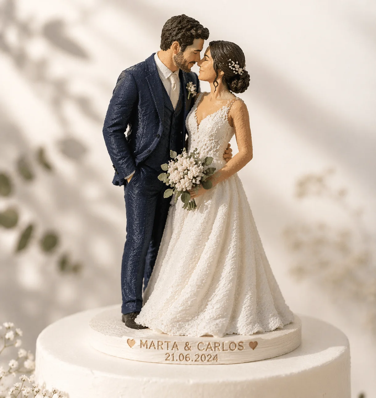 Figura de novios personalizada en 3D con color real — TuEsencia3D